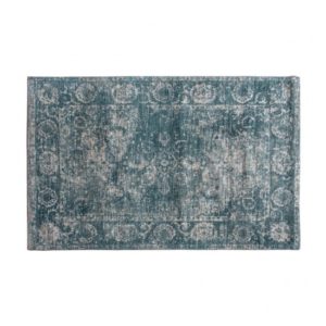 Minot Rectangular Large Fabric Rug In Natural And Teal