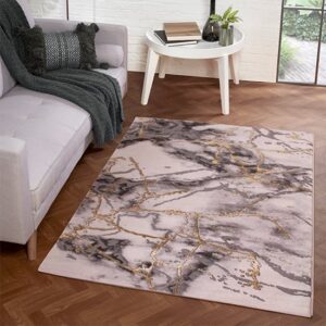 Bianco 185KA 80x150cm Luxury Rug In Cream And Gold