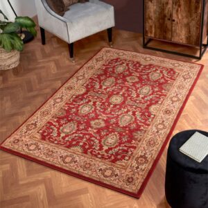 Keshan 133x190cm Supreme Herati Wool Rug In Red