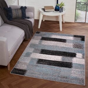 Spirit 160x230cm Mosaic Design Rug In Grey And Teal