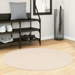 Hopkins 100cm Polyester Round Non-Slip Washable Rug – Beige