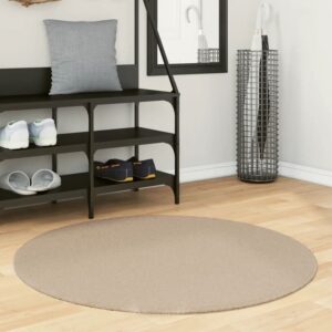 Hopkins 100cm Polyester Round Non-Slip Washable Rug – Sand