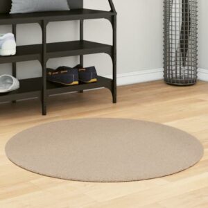 Hopkins 80cm Polyester Round Non-Slip Washable Rug – Sand