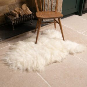 Ivins Fabric Sheepskin Rug In Ivory White