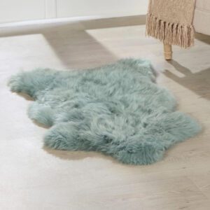 Biloxi Fabric Sheepkin Rug In Mint Green