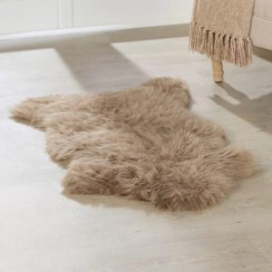Biloxi Fabric Sheepkin Rug In Taupe