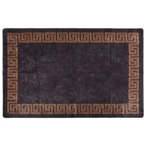 Corwin 150cm Polyester Washable Anti-Slip Rug In Black And Brown
