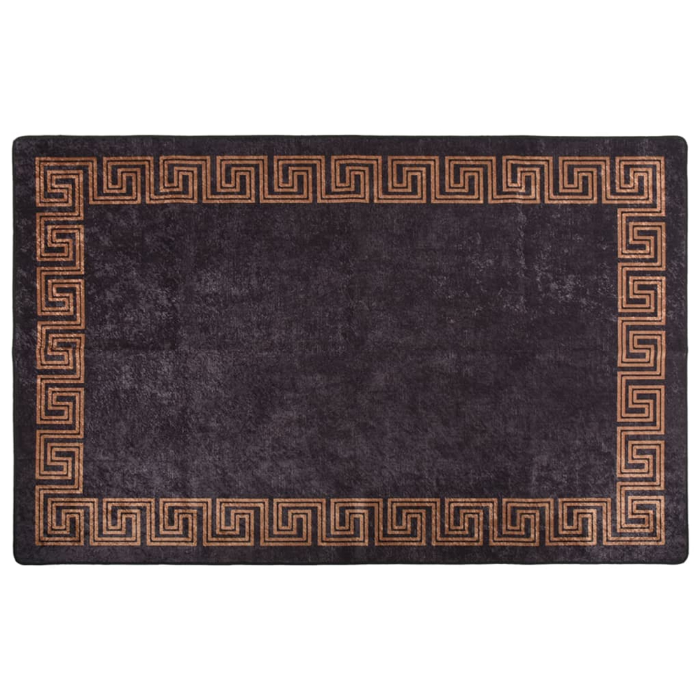 Corwin 150cm Polyester Washable Anti-Slip Rug In Black And Brown
