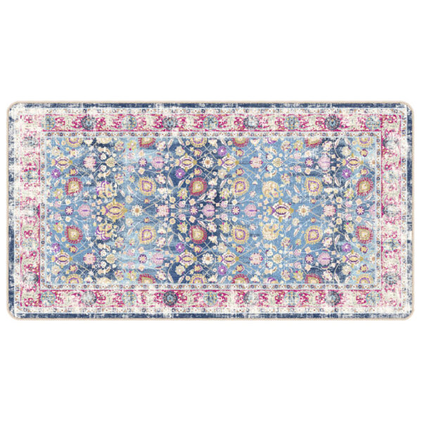 Corwin 150cm Polyester Washable Anti-Slip Rug In Blue And Pink