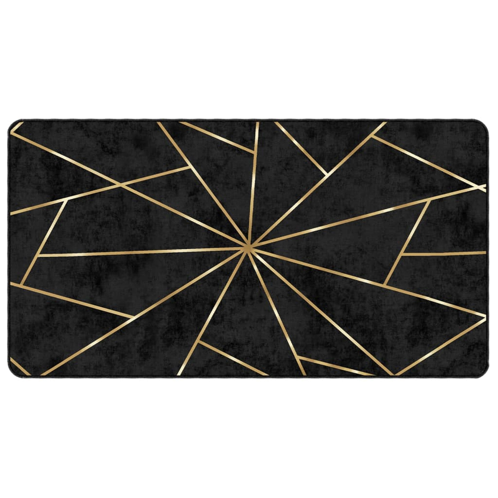 Corwin 150cm Polyester Washable Anti-Slip Rug In Gold And Black