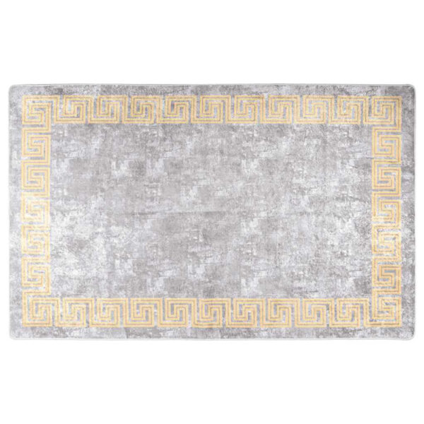Corwin 150cm Polyester Washable Anti-Slip Rug In Grey And Gold
