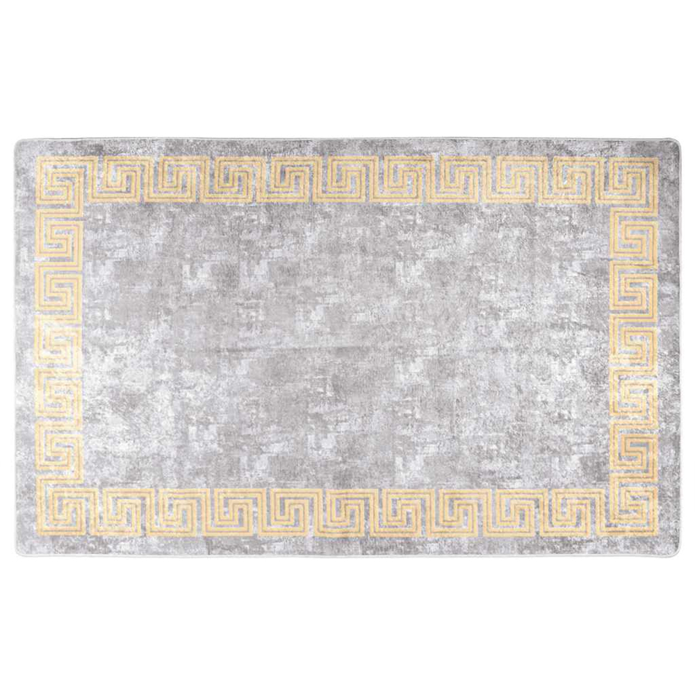 Corwin 150cm Polyester Washable Anti-Slip Rug In Grey And Gold