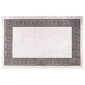 Corwin 150cm Polyester Washable Anti-Slip Rug In Light Beige And Black