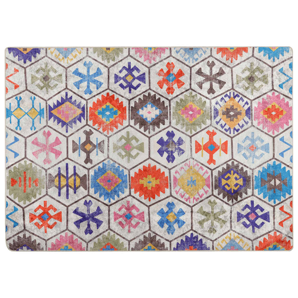 Corwin 150cm Polyester Washable Anti-Slip Rug In Multicolour