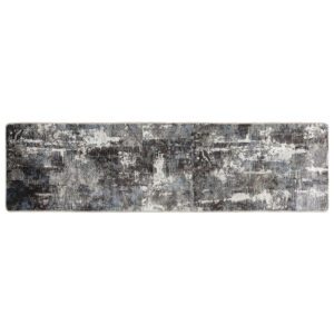 Corwin 300cm Polyester Washable Anti-Slip Rug In Black And Grey