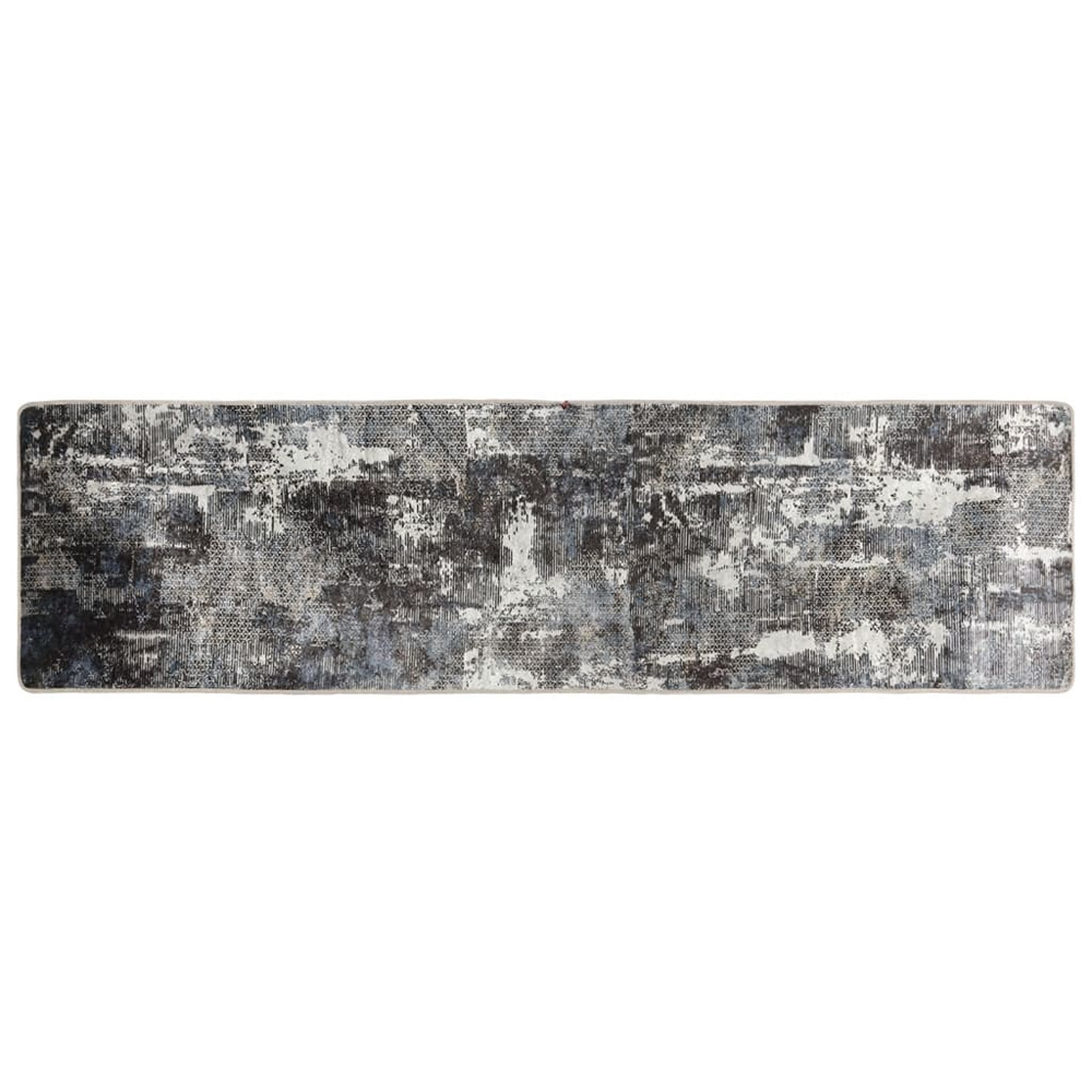 Corwin 300cm Polyester Washable Anti-Slip Rug In Black And Grey