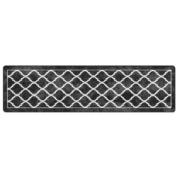 Corwin 300cm Polyester Washable Anti-Slip Rug In Black And White