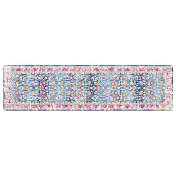 Corwin 300cm Polyester Washable Anti-Slip Rug In Blue And Pink