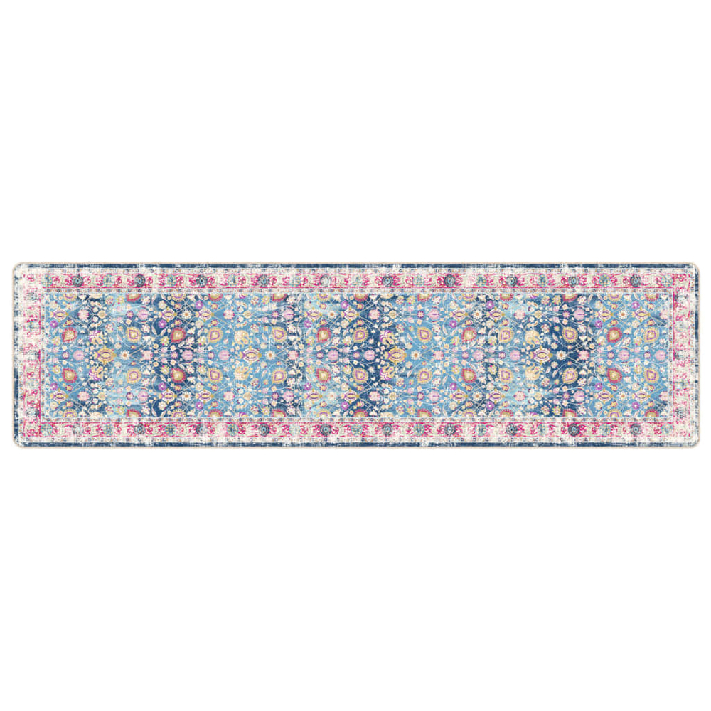 Corwin 300cm Polyester Washable Anti-Slip Rug In Blue And Pink
