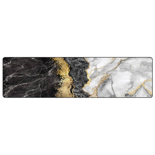 Corwin 300cm Polyester Washable Anti-Slip Rug In Gold, Black And White